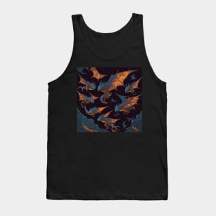 A Kaleidoscope of Vibrant Flying Dragons Soaring Through The Night Sky Tank Top
